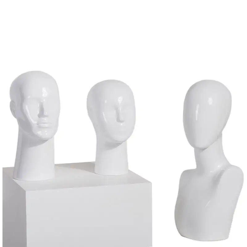 Großhandel High-Grade White Gloss Abs Weibliche Schaufenster puppe Kopf für Hut Perücke Schal Display Puppen köpfe