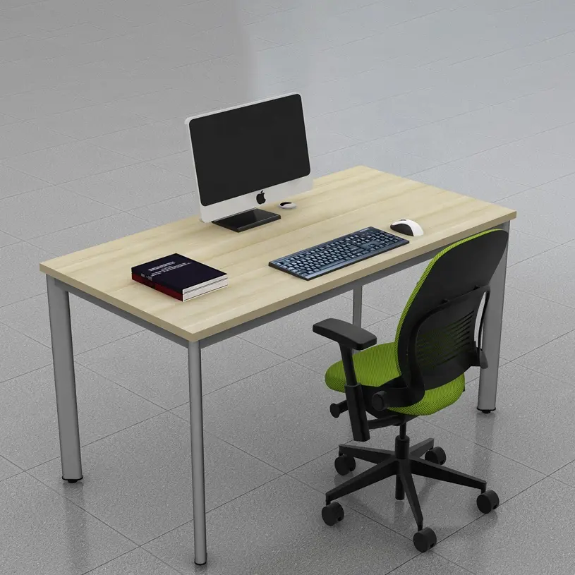 Vietnam OEM Modern ev ofis mobilyaları çalışma masası stüdyo MDF bilgisayar masaları masa demir bacaklar ve ahşap masaüstü ile ev için