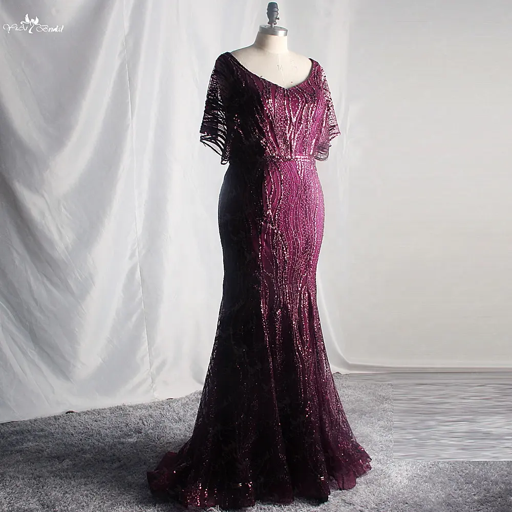 Vestido longo roxo da mãe da noiva rse926, vestido longo com renda, para dama de honra, vintage