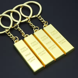 Özel altın Bar şekilli anahtarlık ince anahtarlık kişiselleştirilmiş ilk boş 3d Mini Metal anahtarlıklar - Product Image 3