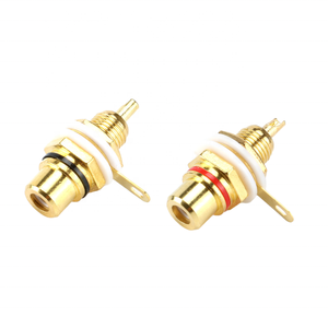 ขั้วต่อ RCA 2ชิ้นขั้วต่อ RCA ตัวเมียอะแดปเตอร์ติดตั้งแผงแชสซีปลั๊กเทอร์มินัลเสียงปลั๊ก AV 3.5มม. - Product Image 1