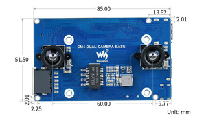 Scheda di Base della fotocamera binoculare progettata per il modulo di calcolo del Pi lampone 4, espansore di interfaccia opzionale - Product Image 6