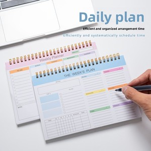 跨境英语记事本PP板盖规划师螺旋学习自律打卡周日程表笔记本 - Product Image 1