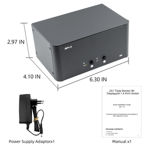 8k三重显示器显示端口1.4 HDR10 KVM交换机，带USB 3.2第二代热键VRR 32.4 Gbps带宽USB 3.0接口 - Product Image 4