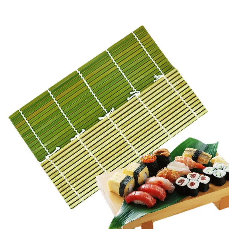 Alfombrilla de bambú para hacer rollos de Sushi, ecológica, hecha a mano, verde, superventas