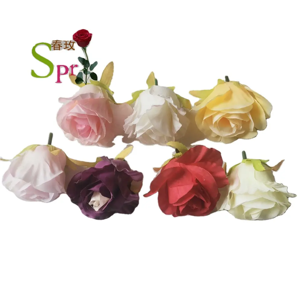 SPR 100 PCS/LOT Pas Cher Bonne Qualité Coloré Faux Têtes De Fleurs Artificielles De Soie Pivoine Tête Fleur Pour La Maison Jardin Mur fleur