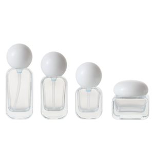 マットホワイトつや消しガラス化粧品容器セット30g 50g 20ml 30ml 50ml 50ml 100ml 120ml丸形キャップ付き - Product Image 5