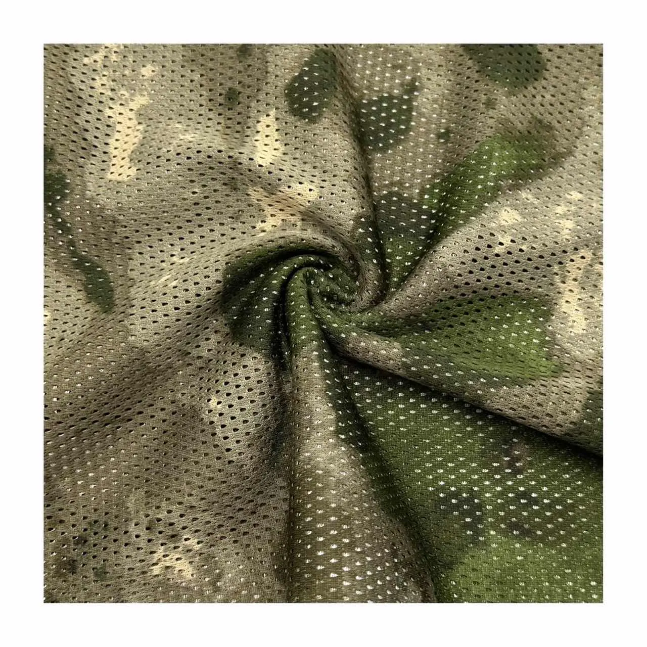 Dijital baskı zeytin yeşil kamuflaj net örgü taktik kumaş Polyester açık kuş gözü camo örgü kumaş
