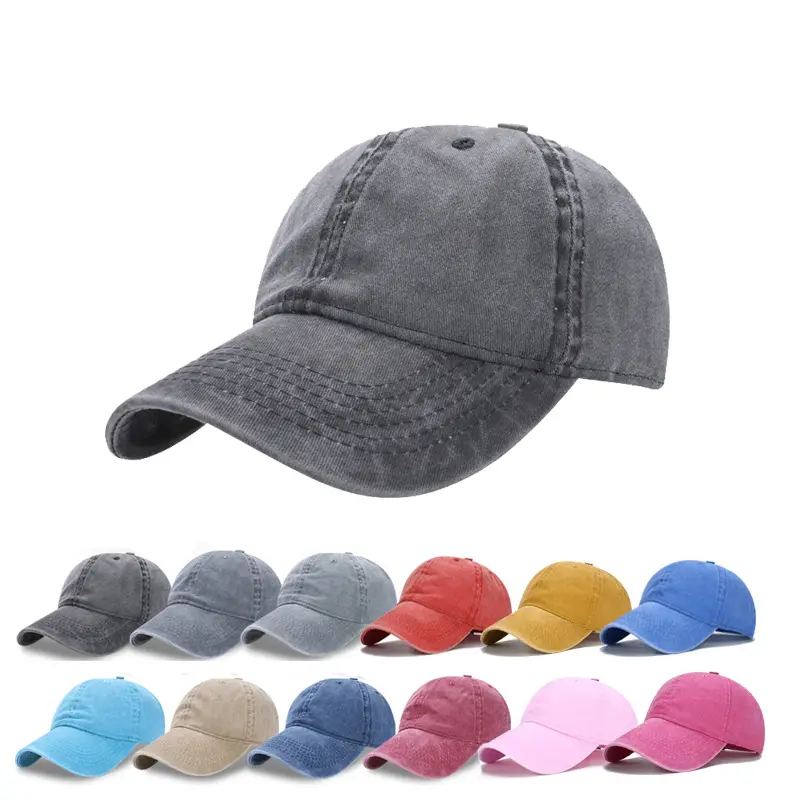 Logo personalizzato lavato Vintage Distressed regolabile uomo donna pianura 100% cotone berretti da Baseball non strutturati cappelli da papà con ricamo