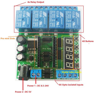 IO22C04 4Ch Dc 5-24V Pro Mini Plc Board relè Shield Module per Arduino Multi-funzione Delay Timer Switch Board