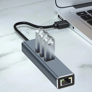 2 in 1 USB C USB 3.0 Gigabit Ethernet adaptörü 3 Port USB 3.0 Hub ile RJ45 dizüstü PC ile uyumlu - Product Image 3