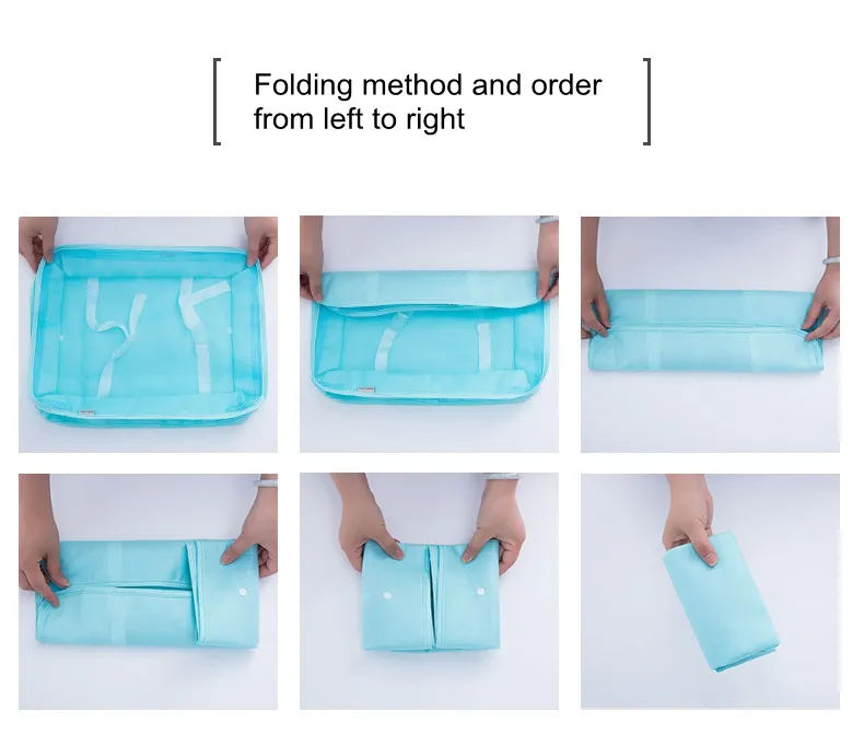 새로운 디자인 빠른 배달 수하물 여행 가방 세트 사용자 정의 로고 접이식 주최자 포장 큐브 세면 도구 가죽