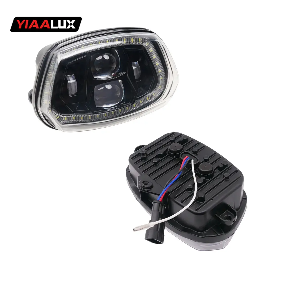 Yiaalux LED motor farol farol com anel de halo para Vespa Sprint 150 cabeça lâmpada