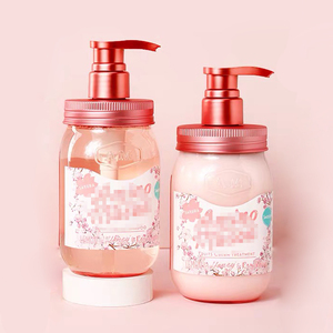 BPA משלוח רחב פה פלסטיק צנצנת 16 <span class=keywords><strong>oz</strong></span> 24 <span class=keywords><strong>oz</strong></span> עם סבון Dispenser עלה זהב משאבות עבור נוזל סבון אריזה