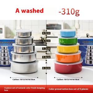 Juego de fiambrera apilable con tapa de PP de acero inoxidable, 5 uds., varios colores, contenedor de almacenamiento Simple de grado alimenticio para uso en la cocina - Product Image 6
