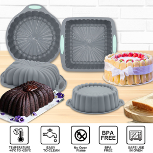 72-Piece Non-Stick Silicone <strong>Baking</strong> Set Grey Cake Molds Loaf Pan Muffin Pans &amp; Measuring Spoons Bakeware Set - Product Image 5