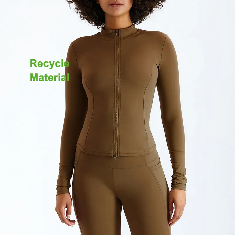 Eco Vriendelijke Dames Sportkleding Compressie Running Jassen Vrouwen Gerecycled Nylon Yoga Top Jassen