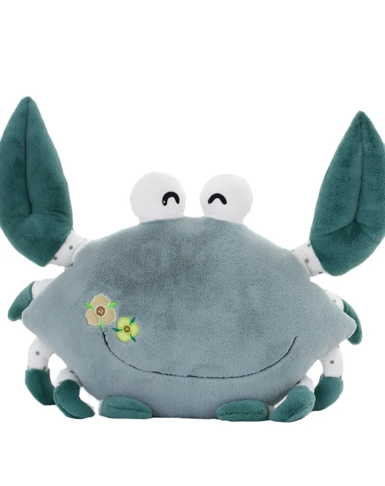 Wholesale High Quality lovely customized Soft plush Fly crab shape pillow/cushion/bolster with embroidered logo(green)