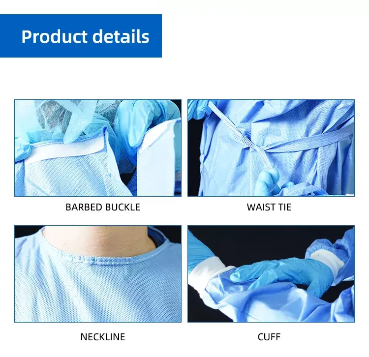 Non tessuto PP + PE di alta qualità camici di isolamento per uso medico per il medico di cura quotidiana