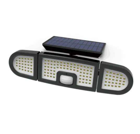 ES-SSL01C led ip54 iluminação de parede, com 3 luzes de sensor de movimento ajustável luz solar de segurança 125 led