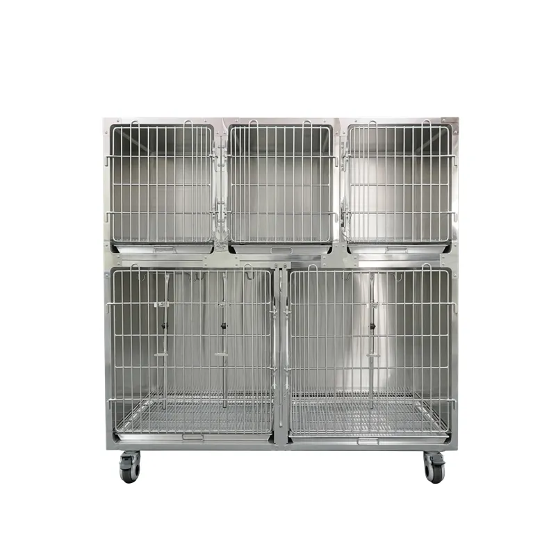 Veterinary hospital clinic stainless steel dog kennels bank animal cages