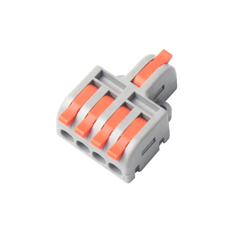 Mini Oranje Hendel Moer Compact 1 In 4 Out Draad Dirigent Connector Quick Bedrading Kabel Connectors Push In Dirigent Terminal blok