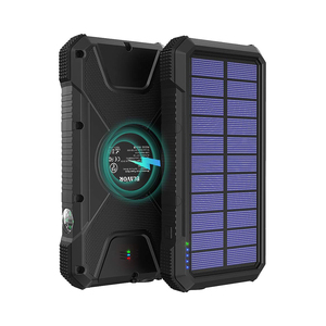 太阳能充电器PD18W QC 3.0便携式快速充电无线充电器10W/7.5W/5w防水手电筒指南针20000mAh移动电源