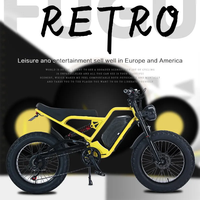 Toptan retro off-road 20 inç 4.0 yağ lastik kar bisiklet motosiklet elektrikli 1500w güç motor ebike bisikletler