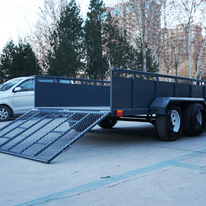 Shipped in 7 Days Stock Utility Farm Trailer Grey 2 Axle 2500 kg Load Electric Brake Steel Trailer for Tractor with <strong>Mesh</strong> <strong>Ramp</strong> - Product Image 2