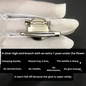 High-End Small Fragrant Flower Camellia <strong>Brooch</strong> 6.6cm Nylon Super Shaping Diamond Pearl Plate Number Processing Fashion - Product Image 2