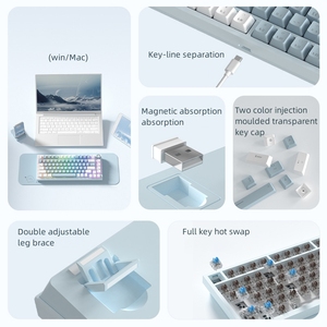 Teclado mecánico ergonómico para juegos 70%, estilo QWERTY multifunción con metal para usuarios de escritorio y Mac, diseño de moda - Product Image 3
