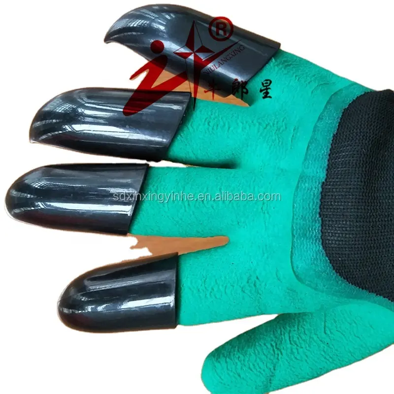 Espuma de poliéster de calibre 13 palma de látex cuatro patas dedo trabajo de jardinería guantes de excavación