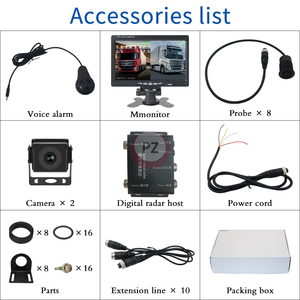 Parking Assistant 7 Inch Monitor With 2 Cameras Front/Rear View Alarm 8 <strong>Sensors</strong> <strong>Reversing</strong> Warning Parking System Kit for Truck - Product Image 6