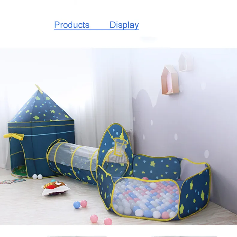 Tenda infantil pop up dobrável 3 em 1, conjunto de combinações com túnel para brincadeiras, jogo de casa e barraca