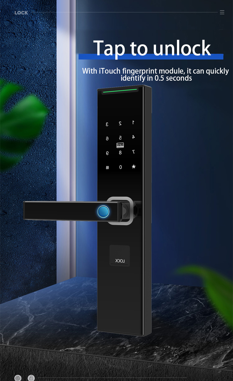 3D face recognition door lock smart finger print locks smart security door  touch screen lock