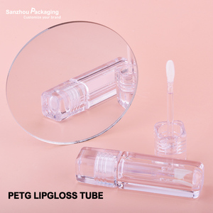 หลอดลิปกลอสพร้อมแปรงหลอดลิปกลอส PETG แบบใสเต็มทรงเหลี่ยมเปล่า - Product Image 2