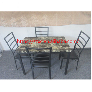 3 Piece <strong>Rectangular</strong> Modern Faux Marble Top Dining <strong>Table</strong> Set With 4 PU Padded Chairs <strong>Counter</strong> <strong>Height</strong> Dining Room Set for 4 - Product Image 4