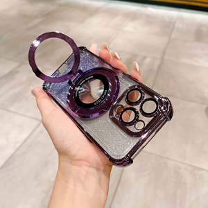 高级Bling勾配磁気電話ケースIphone16E 15 14 Pro Maxトランスペアレントスタンド付き4コーナー耐衝撃性ハードカバー - Product Image 2