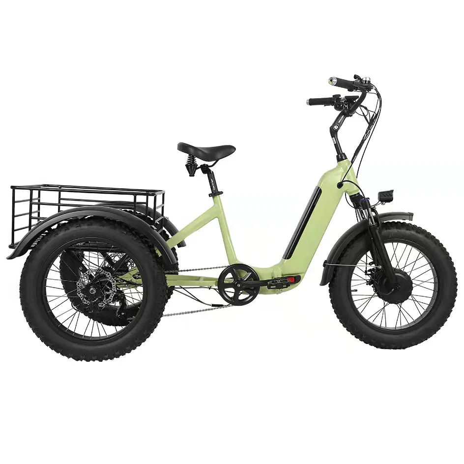 Joyebikes 강력한 Bafang 전면 모터 전기 세발 자전거 3 바퀴 전자 trike 카고 자전거 지방 타이어 전기 trike 48v 500w