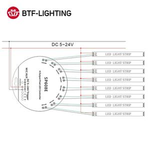 SP608E 8-канальный сетевой видеорегистратор выходного сигнала пульта дистанционного управления IOS Android проигрыватель Blue tooth управления через приложение для WS2811 WS2815 адресуемых светодиодные полосы