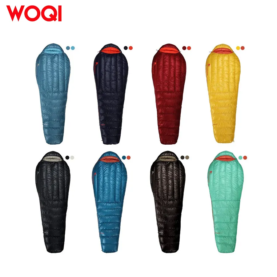 WOQI Mummy Sleeping Bags 650 Fill Power Duck Down Suits For 41 Degree F For Camping Hiking Backpacking