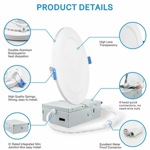 12 paket 6 inç LED ile gömme gece lambası Canless Ultra ince gofret Downlight dim Soffit Pot tavan aydınlatma yatak odası - Product Image 2
