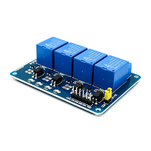 4-Channel <strong>Relay</strong> Module with Optocoupler 5V Blue Plate Isolated Side Row of Pins-Electronic Components