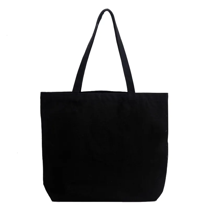 กระเป๋าผ้าใบผ้าฝ้ายสีดำมีหลายสีสำหรับช้อปปิ้ง2023ขายดี