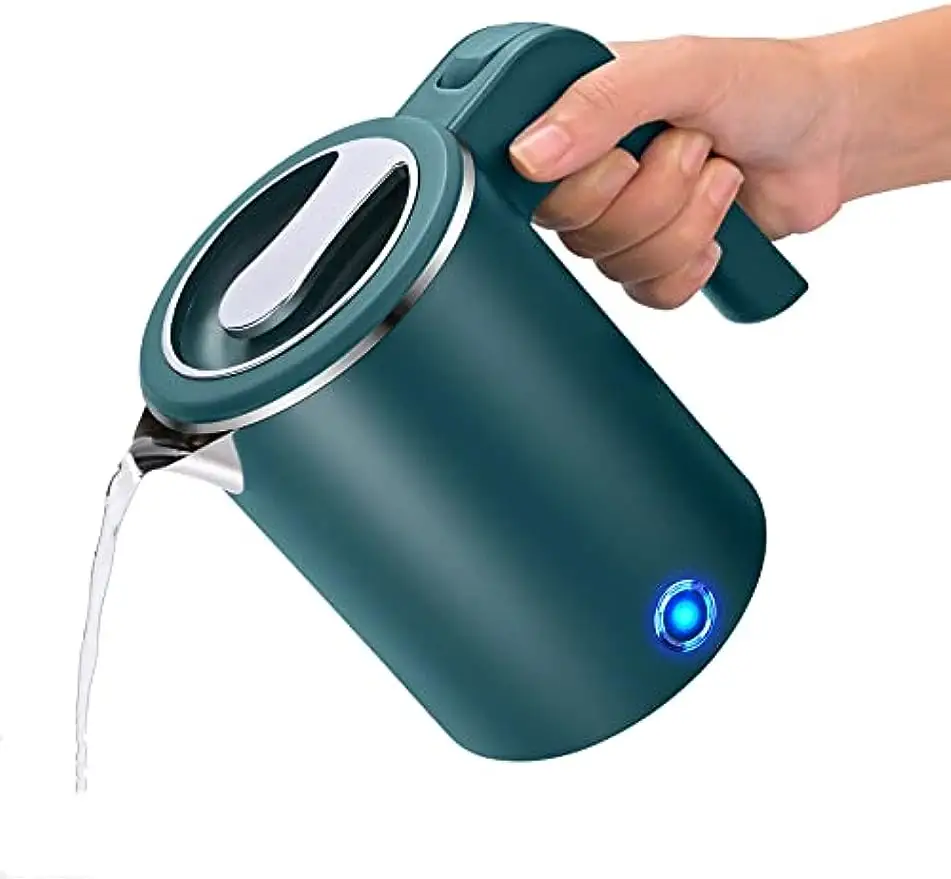 Kleine elektrische Wasserkocher Edelstahl zum Kochen von Wasser, 0,6 l Reise-Mini-Warmwasser bereiter, doppelwandiger Cool Touch