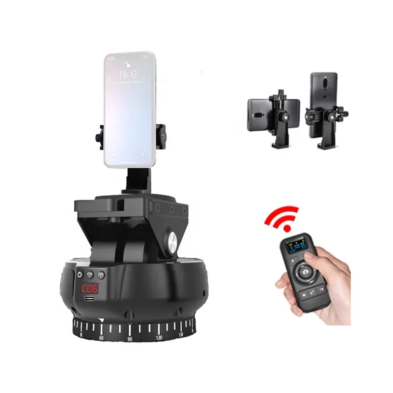 Auto Motorized Rotating Panoramic Head Remote Control Pan Tilt Video Tripod Head for Mobile Phone Camera