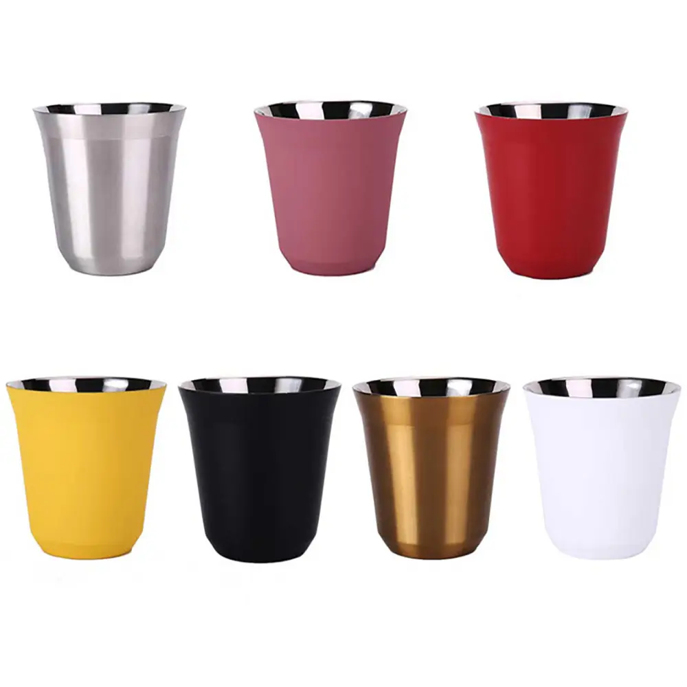 51-100ML taşınabilir kupalar çift duvar paslanmaz çelik su çay küçük Mini kahve fincanları