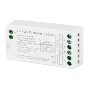 2 in 1 Controller LED DC12V-24V 12A 288W Wireless PWM striscia di colore singolo luminosità regolabile 6A uscita telecomando Rf - Product Image 2