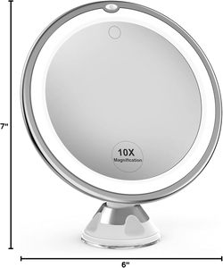 10倍放大发光二极管化妆品化妆镜，360度自由旋转双面 - Product Image 6