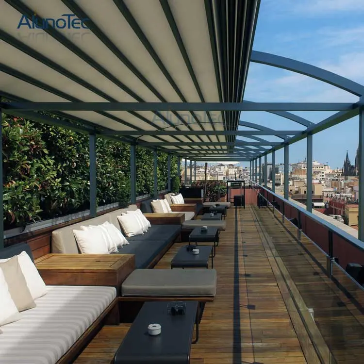 AlunoTec Großhandel Sun Shading Motorisierte versenkbare Pergola Markisen dach für Außen terrasse